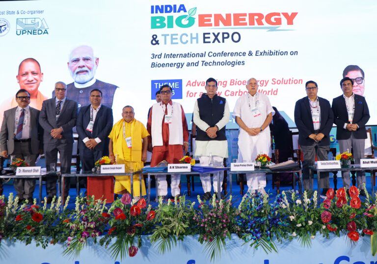 Shri Ravi Boratkar, Founder Member, IFGE & Managing Director, MM Activ Sci-
Tech Communications, Shri Sanjay Ganjoo, Director General IFGE, Shri Dr.
Meenesh Shah, Chairman, National Dairy Development Board, Shri Shyam
Bihari Gupta, Chairman Uttar Pradesh Cow Service Commission, Shri Shri
Kailash Singh Rajput, Hon'ble Minister of State for Energy and Additional
Sources of Energy, Government of Uttar Pradesh, Shri A K Sharma, Hon'ble
Minister for Energy and Additional Sources of Energy, Government of Uttar
Pradesh, Shri Surya Pratap Shahi, Hon'ble Minister for Agriculture,
Government of Uttar Pradesh, Shri Sanjay Bandopadhyay, Retd (IAS),
Chairperson, IFGE: Green Transport Mobility Committee, Shri. Atul Mulay,
Chairperson, Bioenergy Committee of IFGE & President Bioenergy Praj
Industries at main ceremony on 12 th August 2026 during India Bio Energy &

Tech Expo at India Expo Centre & Mart, Greater Noida, Uttar Pradesh (Delhi
NCR)